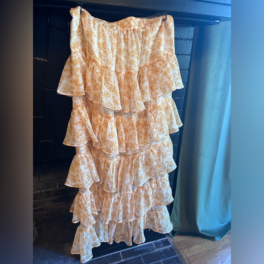 Yellow floral maxi skirt
